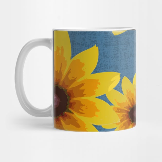 Blackeyed Susan on Burlap Blue Repeat 5748 by ArtticArlo